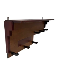 Art Deco Wall Coat Rack, Solid Oak & Padouk, Amsterdamse School Design, 1920s